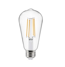 [DGPR-1025790] Bombilla de Filamento Vintage, Tipo ST58, 6W, 6000K Blanco Frío, E27, Clear, 110-130Vac, Dimensiones: 58x130mm, IP20, 360 Grados