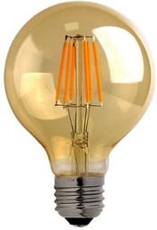 [DGPR-1025793] Bombilla de Filamento Vintage, Tipo G80, 6W, 2700K Blanco Cálido, E27, Ambar, 110-130Vac, Dimensiones: 80x120mm, IP20, 360 Grados