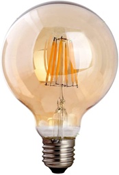 [DGPR-1025794] Bombilla de Filamento Vintage, Tipo G95, 8W, 2700K Blanco Cálido, E27, Ambar, 110-130Vac, Dimensiones: 95x140mm, IP20, 360 Grados