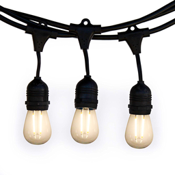 [DGPR-1025803] Extensiones Guirnaldas tipo Toscanas con Bombillas de Filamento Vintage tipo S14, 2700K Blanco Cálido, clear, con 10 zocalos E27, 110-130Vac, con cable negro de 24'