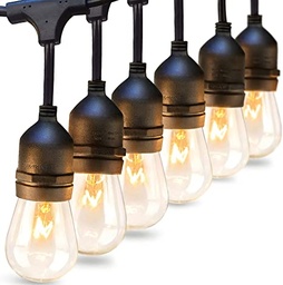 [DGPR-1025804] Extensiones Guirnaldas tipo Toscanas con Bombillas de Filamento Vintage tipo S14, 2700K Blanco Cálido, clear, con 15 zocalos E27, 110-130Vac, con cable negro de 48'