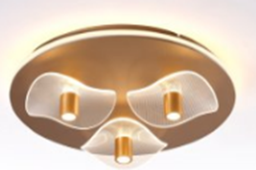 [DGPR-1026000] Lámpara LED Decorativa de Superficie, DG60485C, 48W, 4000K Blanco Natural, 85-265Vac, Dimensiones: 495x495x105mm, IP20, Dorado con blanco