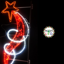 [DGPR-1026121] Adorno Navideño 2D en Manguera LED p/exterior tipo DG-082, rojo + 2700K Blanco Cálido, 110Vac, Dimensiones: 120x50cm, Con Power Cord
