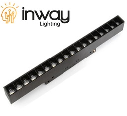 [DGPR-1026401] Lámpara Lineal Magnética LED p/Riel de 20mm de ancho con Rejilla, 18W, 12.91"(328mm), 6000K Blanco Frío, 48Vdc, Instalación: Empotrar o Superficie, 30 Grados, Negra
