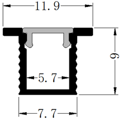 [DGPR-1026438] Perfil de Aluminio p/Cinta LED con PCB de 5mm, DG-E0809, Medidas: 7.7x09x2500mm, p/Empotrar, incluye: difusor opal con nivel de transparencia de un 65%, 2 tapas terminales, 4 tornillos y 4 Clips, Plateado