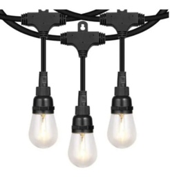 [DGPR-1026482] Extensiones Guirnaldas tipo Toscanas con Bombillas de Filamento Vintage tipo S14, 4000K, clear, con 15 zocalos E27, 110-130Vac, con cable negro de 48'