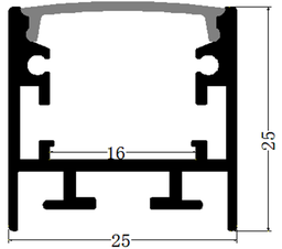 [DGPR-1026580] Perfil de Aluminio p/Cinta LED con PCB de 5-12mm, DG-S2525, Medidas: 25x25x2500mm, p/Superficie, incluye: difusor opal con nivel de transparencia de un 65%, 2 tapas terminales y 4 clips, Plateado