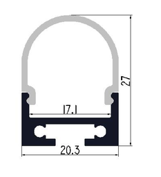 [DGPR-1026657] Perfil de Aluminio p/Cinta LED con PCB de 8-15mm, DG-C2011A, Medidas: 20.3x27x2500mm, p/Colgar, incluye: difusor opal con nivel de transparencia de un 65%, 2 tapas terminales, 4 clips y 4 tornillos, Plateado