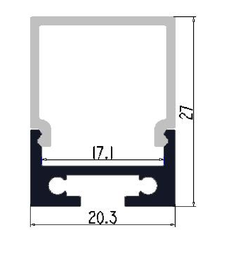 [DGPR-1026663] Perfil de Aluminio p/Cinta LED con PCB de 8-15mm, DG-C2011B, Medidas: 20.3x27x2500mm, p/Colgar, incluye: difusor opal con nivel de transparencia de un 65%, 2 tapas terminales, 4 clips y 4 tornillos, Plateado