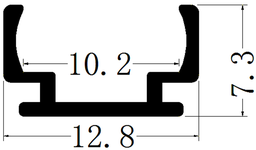 [DGPR-1026685] Perfil de Aluminio DG-1208 p/Tubo de silicona de Cinta LED con PCB de 8mm, Medidas: 12.8x7.3x2500mm, Incluye: 5 clips, IP65, Plateado