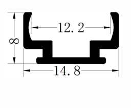 [DGPR-1026689] Perfil de Aluminio DG-1408 p/Tubo de silicona de Cinta LED con PCB de 10mm, Medidas: 14.8x8x2500mm, IP65, Plateado