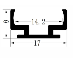 [DGPR-1026692] Perfil de Aluminio DG-1708 p/Tubo de silicona de Cinta LED con PCB de 12mm, Medidas: 17x8x2500mm, IP65, Plateado