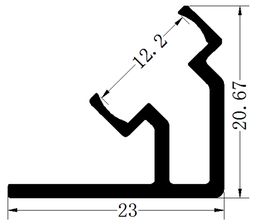 [DGPR-1026698] Perfil de Aluminio DG-2220 p/Tubo de silicona de Cinta LED con PCB de 10mm, Medidas: 23x20.67x2500mm, IP65, Plateado