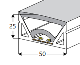 [DGPR-1026728] Tubo de Neón de 5mts, DG-5025 para Cinta LED de ancho (PCB) 20mm, Dimensiones: 50x25x5000mm, Material: Silicona, IP65