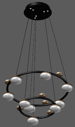 [DGPR-1026799] Lámpara LED Decorativa Colgante, DG50731P, 66W, 4000K Blanco Natural, 85-265Vac, Dimensiones: 600x600x1500mm, IP20, Negro con dorado