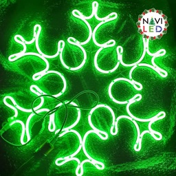 [DGPR-1027269] Adorno Navideño en Neón LED p/exterior tipo Copo de Nieve, 78W, Verde, 110Vac, Dimensiones: 55x48cm, Incluye Power