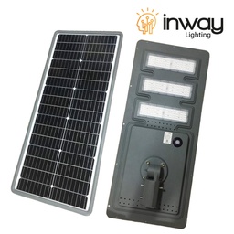 [DGPR-1027375] Lámpara Solar de Calle LED de 80W con Panel Integrado de18V, SMD3030, 6000K Blanco Frío, 140x70 Grados, Con Batería de Litio 120AH,  3.2V, IP65, Gris