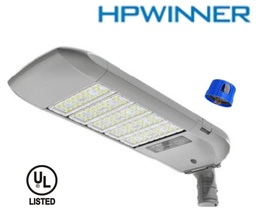 [DGPR-1027405] Lámpara de Calle LED Modular T19E-5 con Desconector Eléctrico y Base de 3 Pin, 300W, 3000K Blanco Cálido, M33 (28pcs), 2111, Type II Medium, LUXEON 3030, 277-480Vac, con Supresor de Pico externo de 20KV/10KA, con brazo de 40-50mm, IP68, Gris