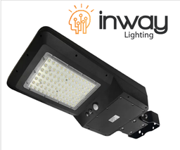 [DGPR-1027511] Lámpara Solar de Calle LED de 40W con Panel Integrado de 21W, 13.5V y Sensor de Movimiento, SMD2835 x 90pcs, 4000K Blanco Natural, 140x70 Grados, Con Batería de Litio 115.2Wh, 9.6V, 12000mAh, IP65, Negra, 120Lm/W