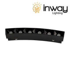 [DGPR-1027522] Lámpara Lineal Magnética LED tipo Arco p/Riel de 20mm de ancho con rejilla, 12W, 14.17&quot;(360mm), 4000K Blanco Natural, 48Vdc, Instalación: Empotrar o Superficie, 24 Grados, Negra