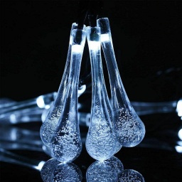 [DGPR-1027854] Extensión Navideña LED p/Exterior tipo gotas de agua, 6000K Blanco Frío, 30LED/10Metros, 110Vac, IP65, Incluye power