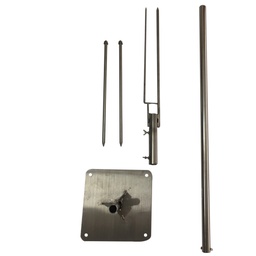 [DGPR-1027930] Poste de Acero Inoxidable tipo extensión p/Fireworks de 3.3' (1m) de largo, Incluye: Base de 10"x10" (25x25cm) y Estaca de 2.3' (70cm)