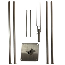 [DGPR-1027931] Poste de Acero Inoxidable tipo extensión p/Fireworks, Incluye: 4pcs de Poste de 3.3' (1m), Base de 10"x10" (25x25cm) y Estaca de 2.3' (70cm)