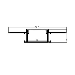 [DGPR-1027969] Perfil de Aluminio p/Cinta LED con PCB de 8-20mm, DG-E2814A, Medidas: 28.5x14x2500mm, p/Empotrar, Masillable, incluye: difusor opal con nivel de transparencia de un 65%, 2 tapas terminales, 4 clips y 4 tornillos, Plateado