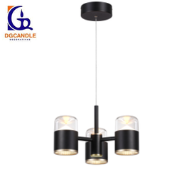 [DGPR-1028029] Lámpara LED Decorativa Colgante, DG61023P, 30W, 3x10W, 4000K Blanco Natural, 85-265Vac, Dimensiones: 375x375x1500mm, IP20, Negro con dorado