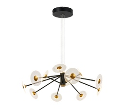 [DGPR-1028095] Lámpara LED Decorativa Colgante, DG60343P, 65W, 4000K Blanco Natural, 85-265Vac, Dimensiones: 800x800x1500mm, IP20, Negro con Dorado