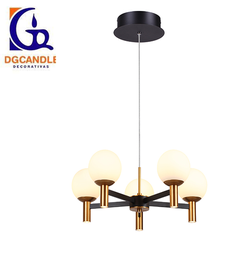 [DGPR-1028108] Lámpara LED Decorativa Colgante, DG60130P, 42W, 4000K Blanco Natural, 85-265Vac, Dimensiones: 590x590x1500mm, IP20, Negro con Dorado