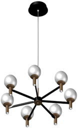 [DGPR-1028110] Lámpara LED Decorativa Colgante, DG60131P, 63W, 4000K Blanco Natural, 85-265Vac, Dimensiones: 786x786x1500mm, IP20, Negro con Dorado