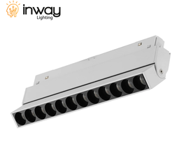 [DGPR-1028165] Lámpara Magnética LED p/Riel de 20mm de ancho con Rejilla, 12W, 8.77"(223mm), 4000K Blanco Natural, 48Vdc, Instalación: Empotrar o Superficie, 24 Grados, Blanco