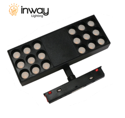[DGPR-1028177] Lámpara Magnética LED tipo Spot Light p/Riel de 20mm de ancho con Rejilla, 18W, 6.69"(170mm), 4000K Blanco Natural, 48Vdc, Instalación: Empotrar o Superficie, 24 Grados, Negra