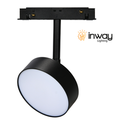 [DGPR-1028179] Lámpara Redonda de Superficie Magnética LED tipo Track Light p/Riel de 20mm de ancho, 12W, 4000K Blanco Natural, 48Vdc, Diámetro: 95mm, Instalación: Empotrar o Superficie, 120 Grados, Negra