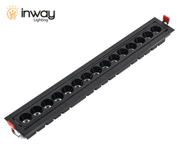 [DGPR-1028208] Lámpara Lineal LED con Rejilla para Empotrar, 30W, 16.29"(414mm), 4000K Blanco Natural, 100-260Vac, 24 Grados, Negra, Incluye: Clips