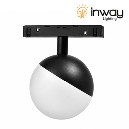 [DGPR-1028237] Lámpara Ball de Superficie Magnética LED tipo Track Light p/Riel de 20mm de ancho, 7W, 4000K Blanco Natural, 48Vdc, Diámetro: 100mm, Instalación: Empotrar o Superficie, 180 Grados, Negra