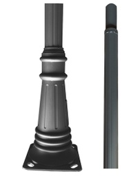 [DGPR-1028251] Poste de aluminio tipo inglés Redondo color gris p/Luminaria, Largo: 4Mts, con medida en la parte superior de 73mm, Incluye: base de sujeción y tornillería