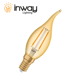 [DGPR-1028562] Bombilla de Filamento Vintage LED tipo Vela, 2W, 6000K Blanco Frío, 120Vac, E12, Ambar, IP20, 270 Grados, Dimensiones: Ф35x117mm