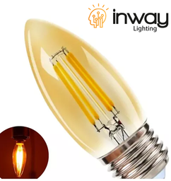 [DGPR-1028718] Bombilla de Filamento Vintage LED tipo Torpedo, 3W, 6000K Blanco Frío, 100-240Vac, E27, Ámbar, IP20, 270 Grados, Dimensiones: Ф35x97mm