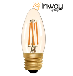 [DGPR-1028757] Bombilla de Filamento Vintage LED tipo Torpedo, 5W, 3000K Blanco Cálido, 100-240Vac, E27, Ámbar, IP20, 270 Grados, Dimensiones: Ф35x97mm