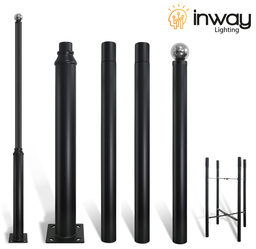 [DGPR-1028779] Poste Modular color negro p/Luminaria, Largo: 6Mts, con medida en la parte superior de 76mm, Incluye: base de sujeción 220x220xT8mm