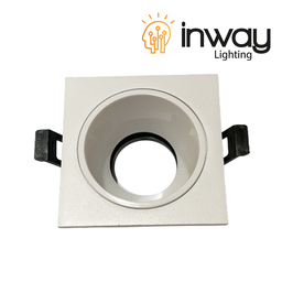 [DGPR-1028787] Base Cuadrada con Reflector Blanco p/Empotrar Bombilla, Dirigible, Dimensiones: 87x87x48mm, Blanco, Incluye zócalo GU10