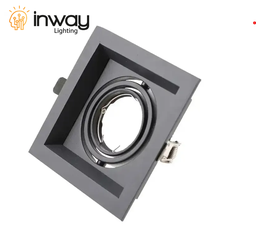 [DGPR-1028793] Base Cuadrada p/Empotrar Bombilla, Dirigible, Dimensiones: 130x130x35mm, Negro, Incluye zócalo E27