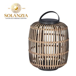 [DGPR-1028870] Lámpara Decorativa Artesanal de Piso, Jaula de Hierro, Panel Solar, Dimensiones: 300x430mm, Material: Rattan