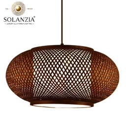 [DGPR-1028872] Lámpara Decorativa Artesanal Colgante, Trenzado Elíptico, E27, Dimensiones: 400mm, Material: Bamboo