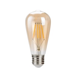[DGPR-1029194] Bombilla de Filamento Vintage, Tipo ST64, 6W, 2700K Blanco Cálido, E27, Ámbar, 110-130Vac Dimmable, Dimensiones: 64x148mm, IP20, 360 Grados