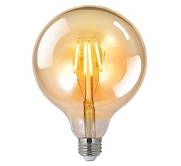 [DGPR-1029199] Bombilla de Filamento Vintage, Tipo G125, 4W, 2700K Blanco Cálido, E27, Ámbar, 110-130Vac Dimmable, Dimensiones: 125x170mm, IP20, 360 Grados