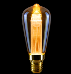 [DGPR-1029205] Bombilla de Filamento Vintage, Tipo DST64 Tubo de Luz, 3W, 2200K Blanco Cálido, E27, Ámbar, 110-130Vac, Dimensiones: 64x148mm, IP20, 360 Grados