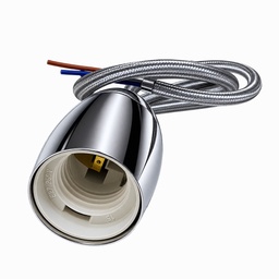 [DGPR-1029220] Zócalos Decorativos color plateado para bombillas de filamento vintage, E27 con base y cable de 1 metro